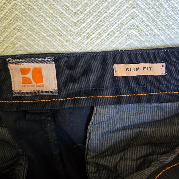 Hugo Boss Orange Corduroy Pants Mens 32x32 Slim Fit Blue Button Flap - Picture 9 of 11